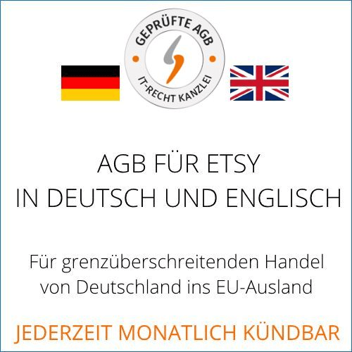 Abmahnsichere Etsy AGB in deutsch und englisch für Kleinunternehmer von der IT-Recht Kanzlei