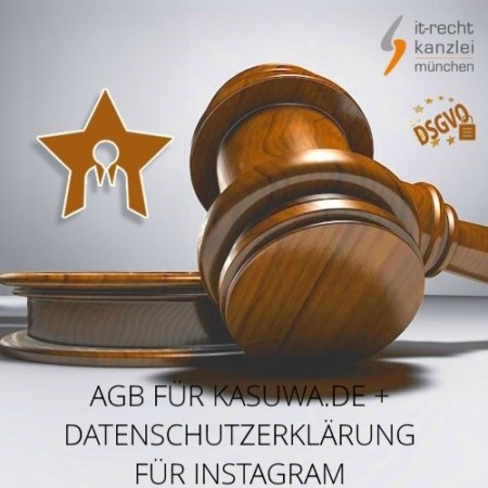 Kleinunternehmer AGB für kasuwa.de und Datenschutzerklärung für Instagram inklusive Update-Service der IT-Recht Kanzlei