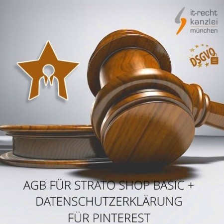 Kleinunternehmer AGB für Strato Shop Basic und Datenschutzerklärung für Pinterest inklusive Update-Service der IT-Recht Kanzlei