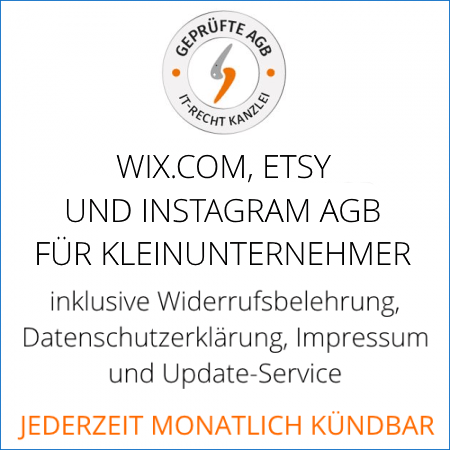 Abmahnsichere Wix.com, Etsy und Instagram AGB für Kleinunternehmer von der IT-Recht Kanzlei
