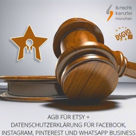 Kleinunternehmer AGB für Etsy + Datenschutzerklärung für Facebook, Instagram, Pinterest und WhatsApp Business inklusive Update-Service der IT-Recht Kanzlei