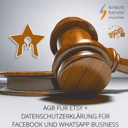Kleinunternehmer AGB für Etsy + Datenschutzerklärung für Facebook und WhatsApp Business inklusive Update-Service der IT-Recht Kanzlei