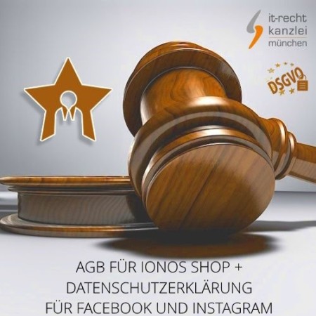 Kleinunternehmer AGB für Ionos Shop + Datenschutzerklärung für Facebook und Instagram inklusive Update-Service der IT-Recht Kanzlei
