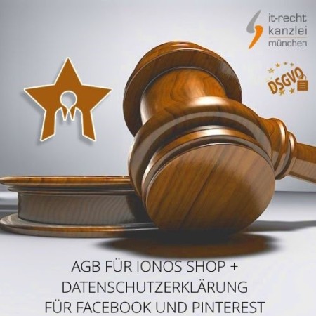 AGB für Ionos Shop + Datenschutzerklärung für Facebook und Pinterest inklusive Update-Service der IT-Recht Kanzlei