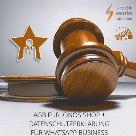 Kleinunternehmer AGB für Ionos Shop + Datenschutzerklärung für WhatsApp Business inklusive Update-Service der IT-Recht Kanzlei
