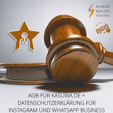 Kleinunternehmer AGB für kasuwa.de + Datenschutzerklärung für Instagram und WhatsApp Business inklusive Update-Service der IT-Recht Kanzlei