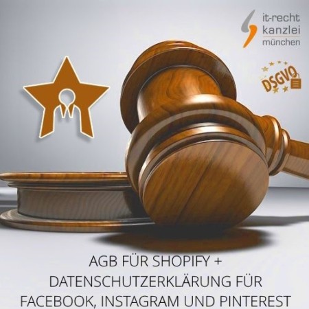 Kleinunternehmer AGB für Shopify + Datenschutzerklärung für Facebook, Instagram und Pinterest inklusive Update-Service der IT-Recht Kanzlei