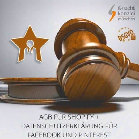 Kleinunternehmer AGB für Shopify + Datenschutzerklärung für Facebook und Pinterest inklusive Update-Service der IT-Recht Kanzlei