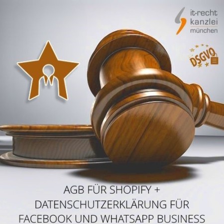 Kleinunternehmer AGB für Shopify + Datenschutzerklärung für Facebook und WhatsApp Business inklusive Update-Service der IT-Recht Kanzlei