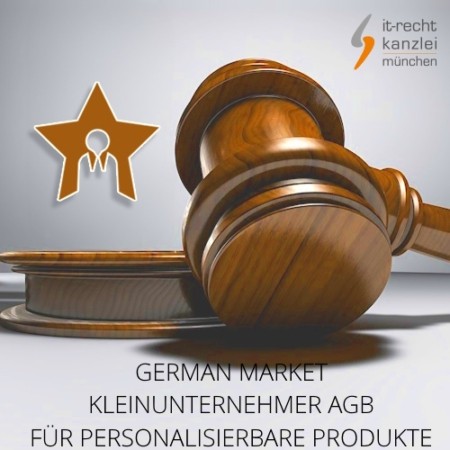 German Market Kleinunternehmer AGB für personalisierbare Produkte inklusive Update-Service der IT-Recht Kanzlei
